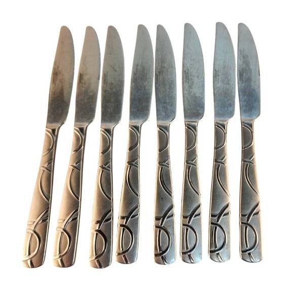 Cambridge Stainless Steel Conquest Pattern Knives Set Of 8 Mid-Century Modern 9" - Picture 1 of 8